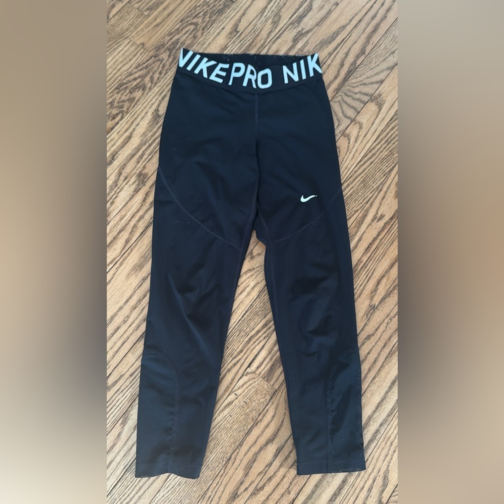 Nike Kids Black Leggings with White Logo